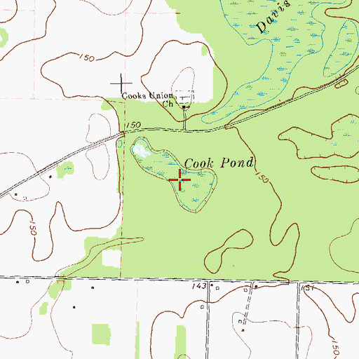 Topographic Map of Cook Pond, GA
