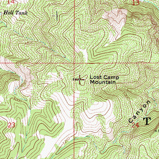 Topographic Map of Lost Camp Mountain, AZ