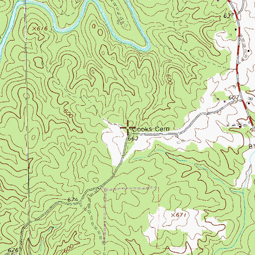 Topographic Map of Cooks Cemetery, GA
