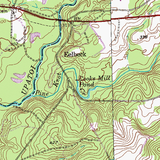 Topographic Map of Cooks Mill Pond, GA