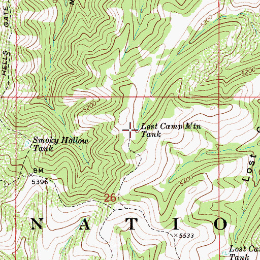 Topographic Map of Lost Camp Mountain Tank, AZ