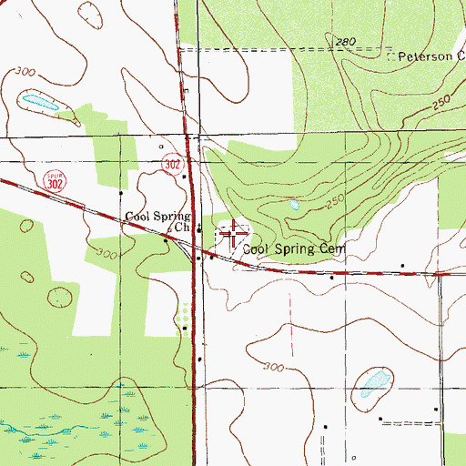 Topographic Map of Cool Spring Cemetery, GA