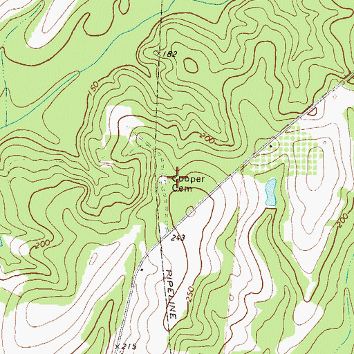 Topographic Map of Cooper Cemetery, GA