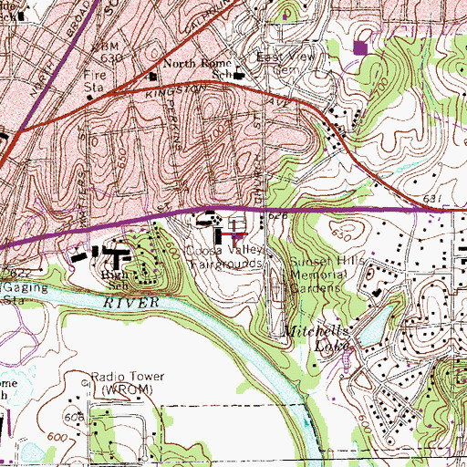 Topographic Map of Coosa Valley Fairgrounds, GA