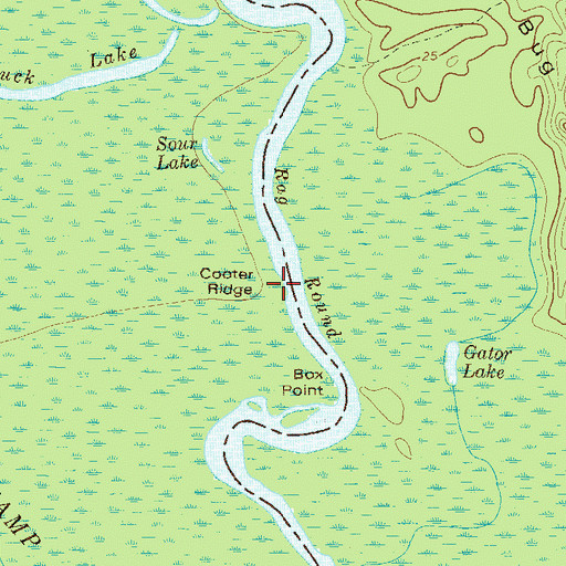 Topographic Map of Cooter Ridge, GA