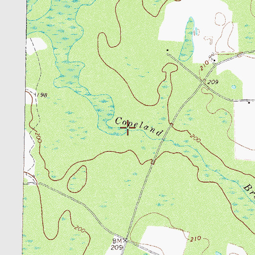 Topographic Map of Copeland Branch, GA