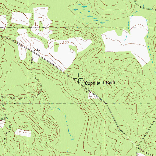 Topographic Map of Copeland Cemetery, GA