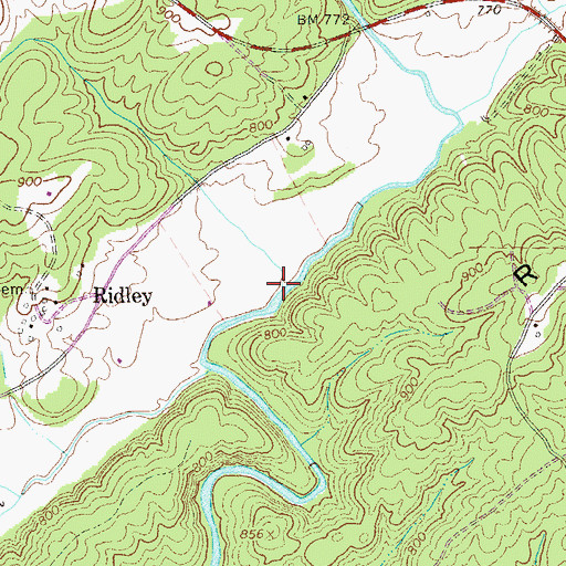 Topographic Map of Copeland Creek, GA
