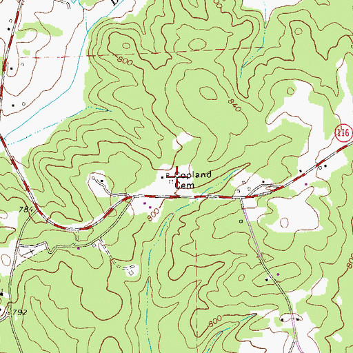 Topographic Map of Copland Cemetery, GA