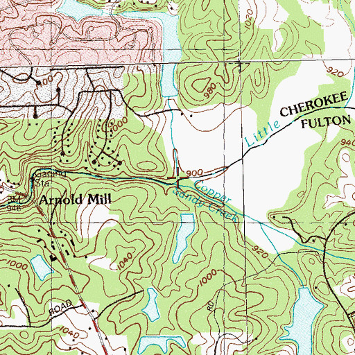 Topographic Map of Copper Sandy Creek, GA