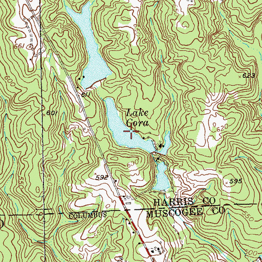 Topographic Map of Lake Cora, GA
