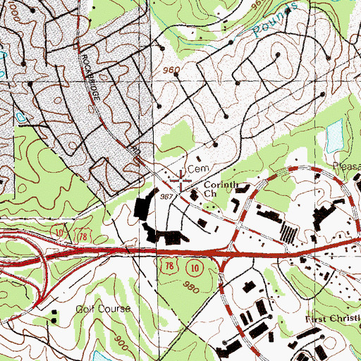 Topographic Map of Corinth Cemetery, GA