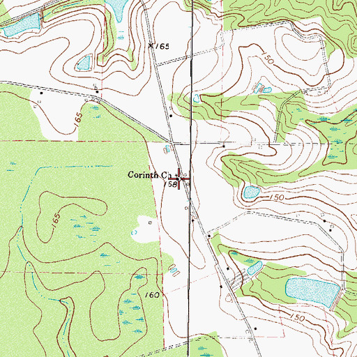 Topographic Map of Corinth Church, GA