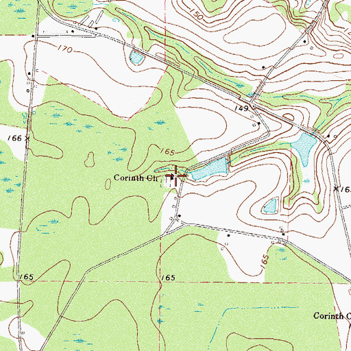 Topographic Map of Corinth Church, GA