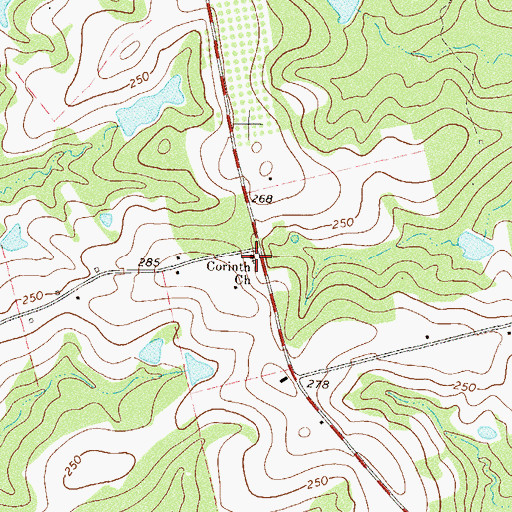 Topographic Map of Corinth Church, GA