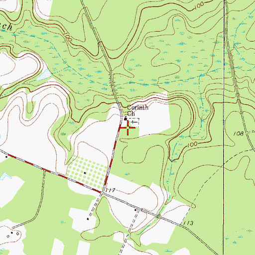 Topographic Map of Corinth Church, GA