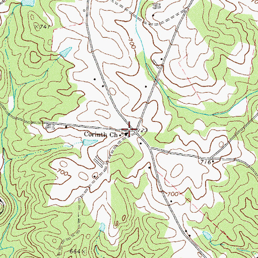 Topographic Map of Corinth Church, GA