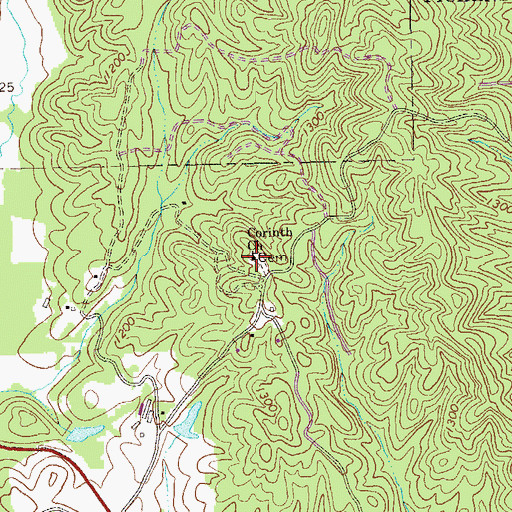 Topographic Map of Corinth Church, GA