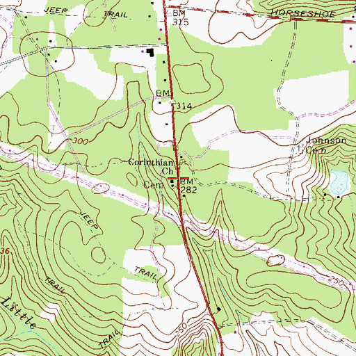 Topographic Map of Corinthian Church, GA