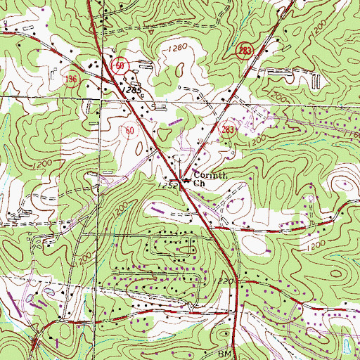 Topographic Map of Cornith Church, GA