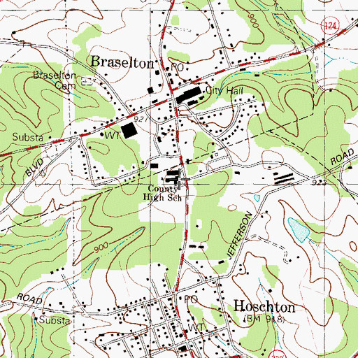 Topographic Map of County High School, GA