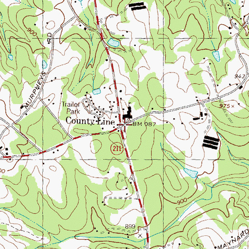 Topographic Map of County Line, GA