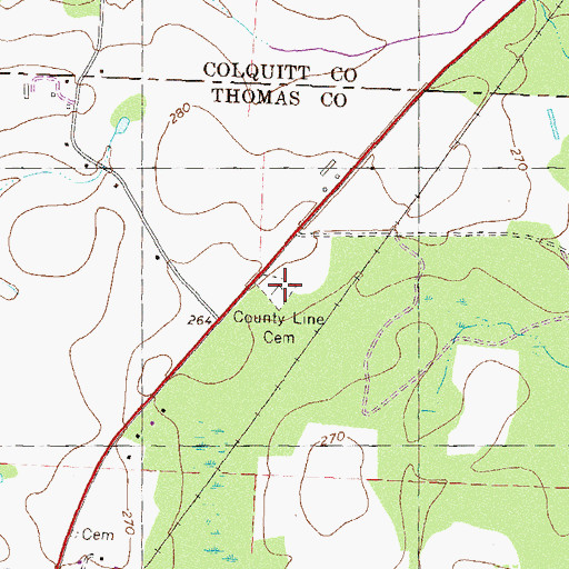 Topographic Map of County Line Cemetery, GA