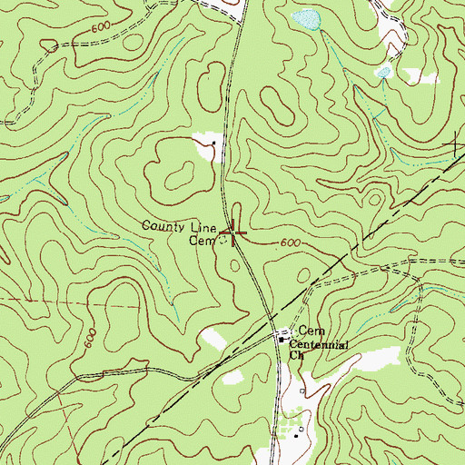 Topographic Map of County Line Cemetery, GA
