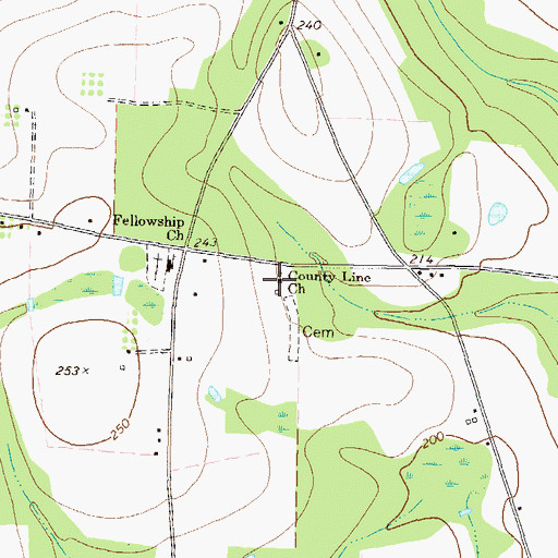 Topographic Map of County Line Church, GA