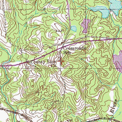 Topographic Map of County Line Church, GA