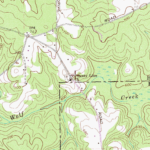 Topographic Map of County Line Church, GA