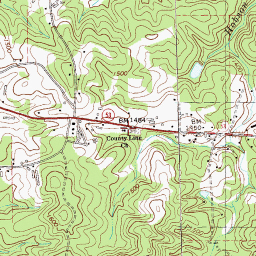 Topographic Map of County Line Church, GA