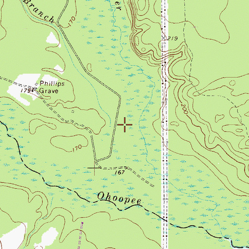 Topographic Map of Covena Branch, GA
