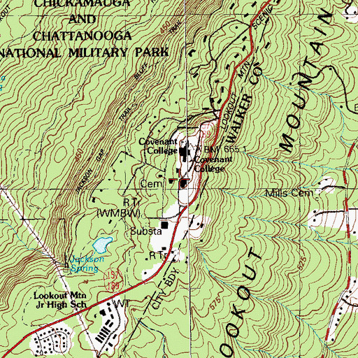 Topographic Map of Covenant College, GA