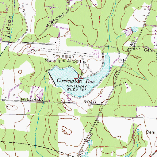 Topographic Map of Covington Reservoir, GA