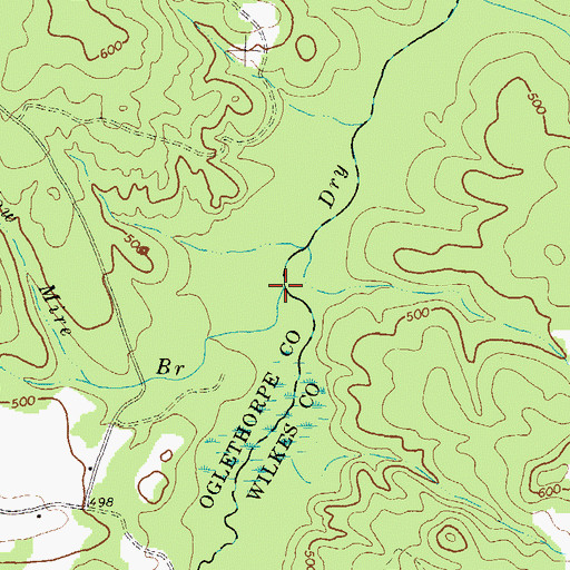 Topographic Map of Cow Mire Branch, GA