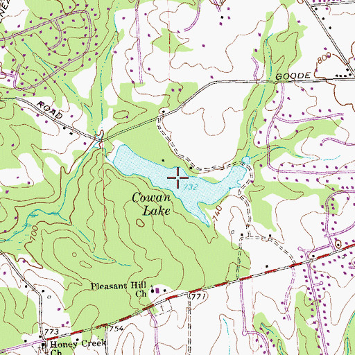 Topographic Map of Cowan Lake, GA