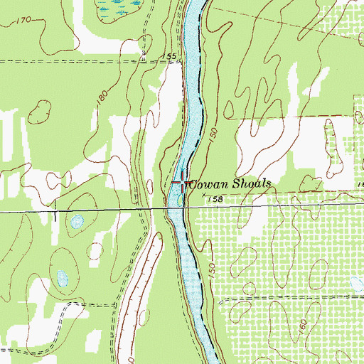 Topographic Map of Cowan Shoals, GA