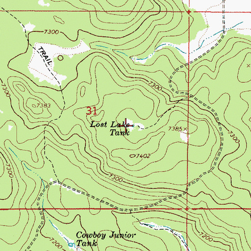 Topographic Map of Lost Lake Tank, AZ