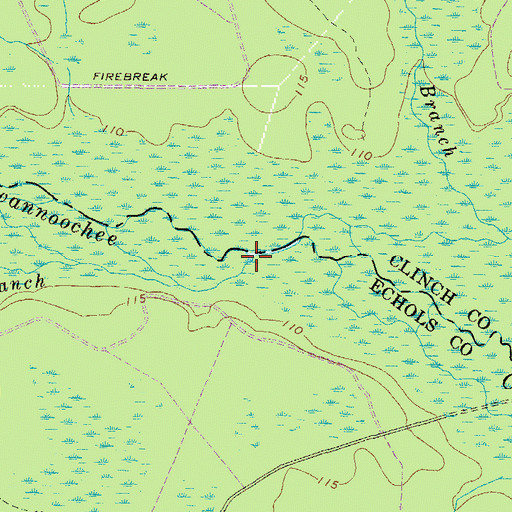 Topographic Map of Cowhouse Branch, GA