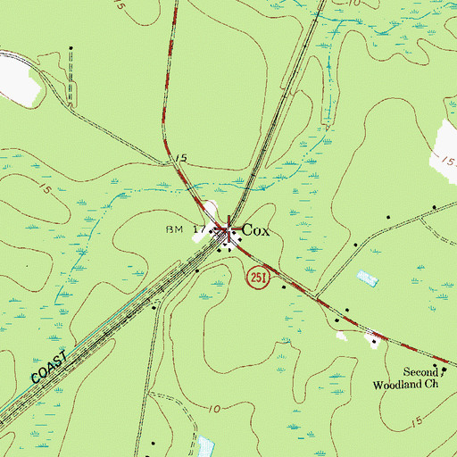 Topographic Map of Cox, GA