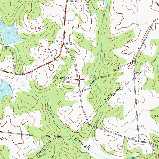 Topographic Map of Crawford Cemetery, GA