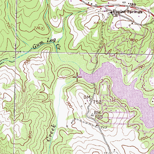 Topographic Map of Crawford Creek, GA