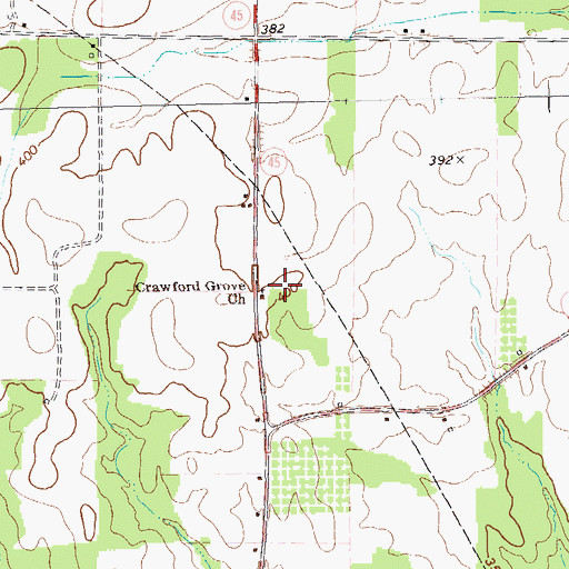 Topographic Map of Crawford Grove Church, GA