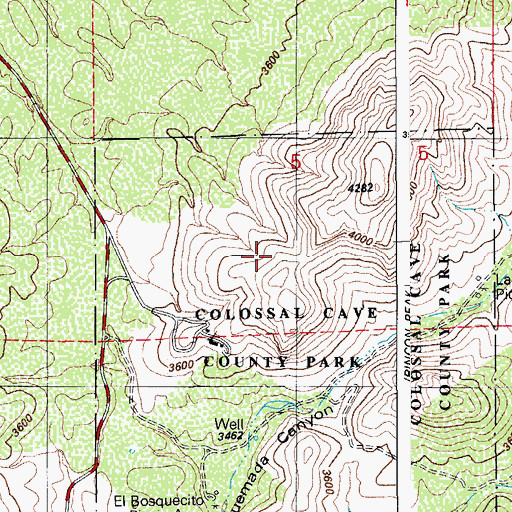 Topographic Map of Colossal Cave Mountain Park, AZ