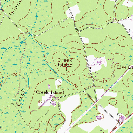 Topographic Map of Creek Island, GA