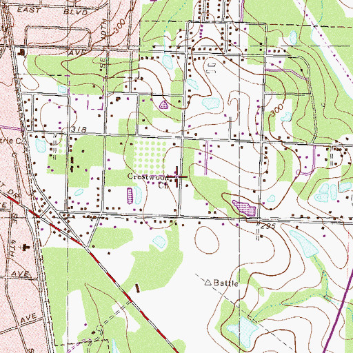 Topographic Map of Crestwood Church, GA