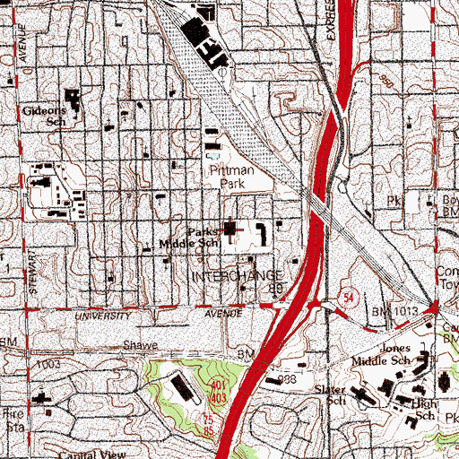 Topographic Map of Parks Middle School, GA
