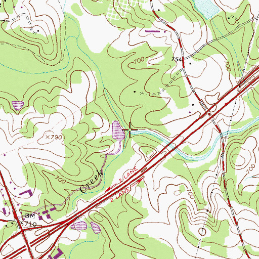 Topographic Map of Crooked Creek, GA