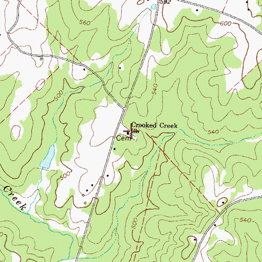 Topographic Map of Crooked Creek Church, GA